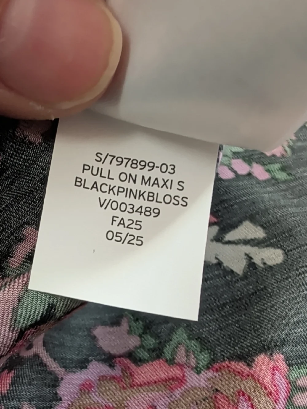 GAP Black Pull On Maxi Slip Skirt with Pink Black Floral Print
